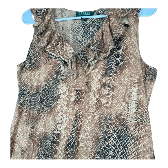 Lauren Ralph Lauren Women’s L Large Snake Print Ruffle Neck Tank Top Sexy Mob - Picture 5 of 9